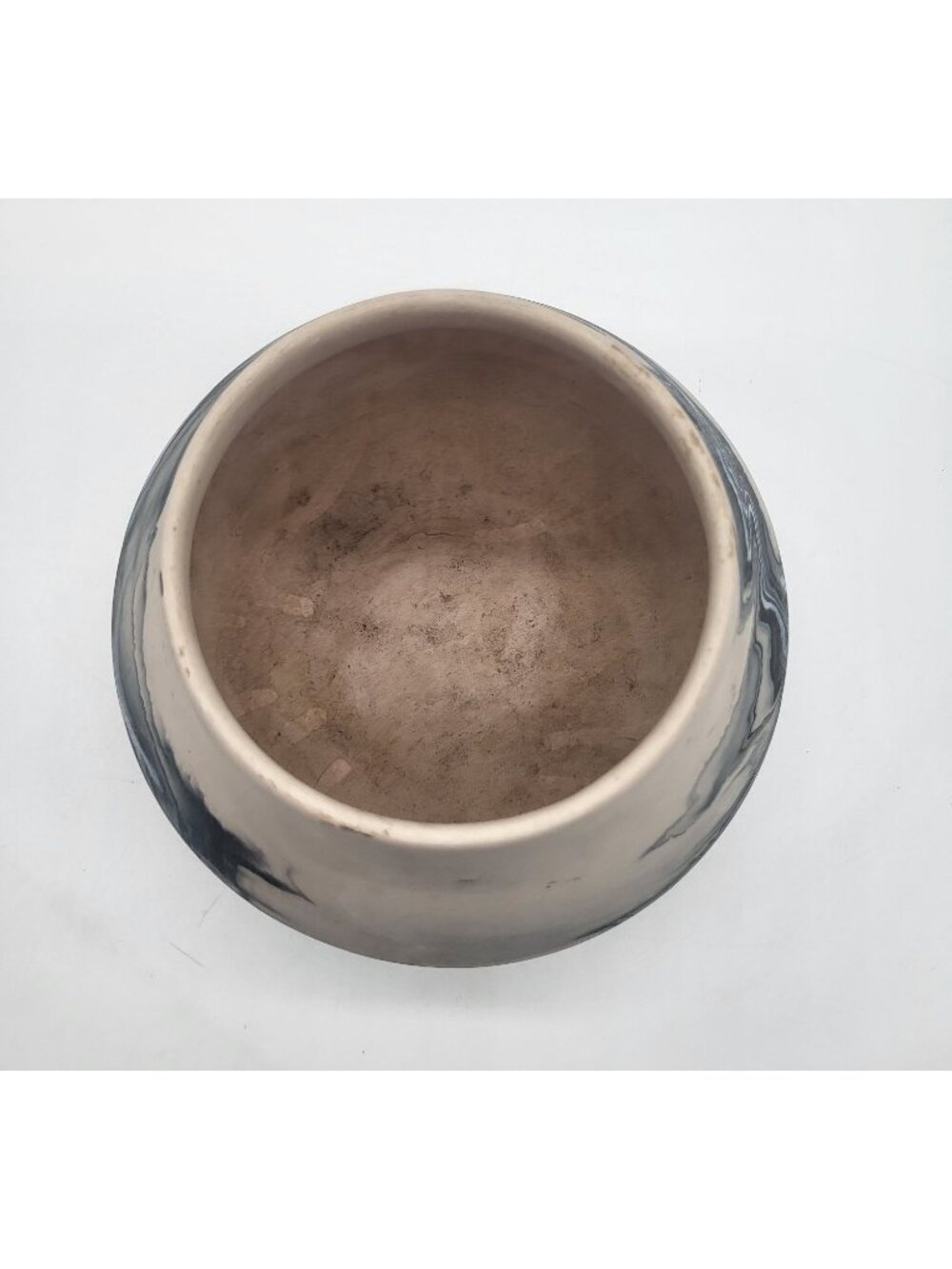 Vintage Nemadji Pottery USA Art Vase Blue Cream Marbled Swirl Matte Unglazed - Picture 4 of 11